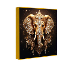 Majestic Golden ganesh ji Canvas wall painting Opulent Wall Art