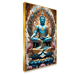 Multicolored Meditative Calm Buddha Canvas Painting for Bedroom