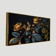 Seamless Pattern With Golden Floral Design Canvas Wall Painting