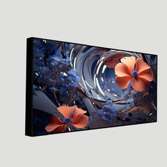 Blue and orange 3d bunch flower Canvas painting beautifull for Bedroom