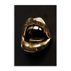 Bold Gold Lips Canvas Painting Modern Glamour Wall Decor for Wall Decoration Elegant Little Girl Moder Art Stretched Wall Paintings