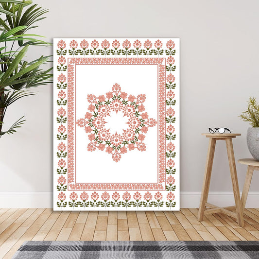 Floral Mandala Canvas Wall Painting Vintage Inspired Botanical Pattern for Wall Decoration Elegant Modern Art Stretched Wall Paintings