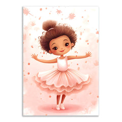 Joyful Little Ballerina Whimsical Kids Ballet Canvas Wall Painting Perfect Nursery or Playroom Decor for Wall Decoration Elegant Little Girl Moder Art Stretched Wall Paintings