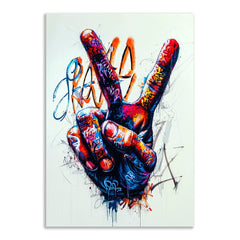 Victory Singh Canvas Cainting Urban Vibes Peace Colourful Victory Hand Graffiti Street Art Canvas Painting for Wall Decoration Elegant Beautifull Victory Art Stretched Wall Paintings