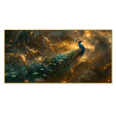 DEKORSTATION-Premium-Galaxy-Peacock-Canvas-Wall-Painting-|-Vastu-Painting-Cosmic-Blue-&-Gold-Bird-Art-with-Starry-Abstract-Background-for-Living-Room,-Bedroom-&-Home-Decor