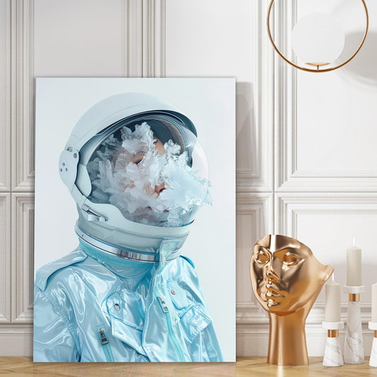 Frozen Cosmos Surreal Astronaut Ice Helmet Canvas Art Futuristic Space Wall Decor for Wall Decoration Elegant Modern Art Stretched Wall Paintings