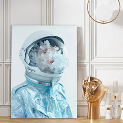 Frozen Cosmos Surreal Astronaut Ice Helmet Canvas Art Futuristic Space Wall Decor for Wall Decoration Elegant Modern Art Stretched Wall Paintings