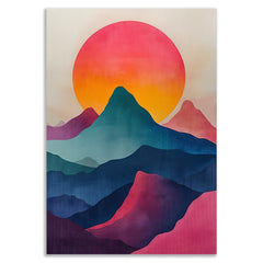 Canvas Painting Vibrant Sunrise Over Abstract Mountains Sunrise Dreams Canvas Art for Wall Decoration Elegant Little Girl Moder Art Stretched Wall Paintings