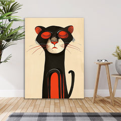 Meditating Black Cat Canvas Wall Painting Kids Decor Modern Minimalist Animal Canvas Painting Cat Lovers for Wall Decoration Elegant Kids Art Stretched Wall Paintings