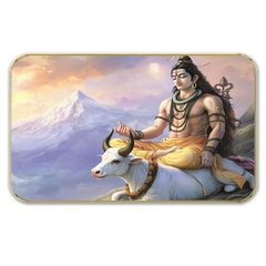 DEKORSTATION Premium Lord Shiva and Nandi Modern Art Wall Decor with Sparkle Lamination Painting - Golden Slim Frame Mahadev Painting for Living Room & Pooja Room - Finished Surface Devotional Decor, 11 x 14 Inch