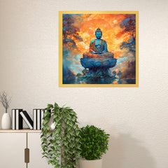 Meditating Buddha Canvas Painting Abstract wall art for Bedroom