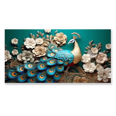DEKORSTATION Vastu Peacock Canvas Wall Painting for Positive Energy & Prosperity | Royal Floral Wall Art for Living Room | Bedroom | Office | Drawing room