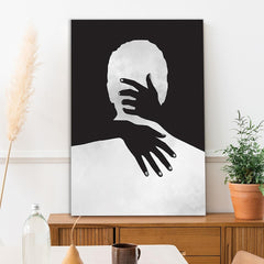 Abstract Love & Connection Canvas Painting Bold Monochrome Silhouette Artwork for Wall Decoration Elegant Modern Art Stretched Wall Paintings