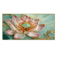 DEKORSTATION-Premium-Lotus-Flower-Canvas-Wall-Painting-|-Elegant-Gold-Pink-Floral-Wall-Art-Decor-for-Living-Room,-Bedroom,-Puja-Room-&-Luxury-Home-Interior