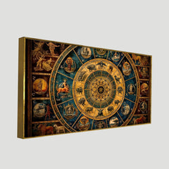 Astrology Astronomical Clock Closeup Zodiac Signs Canvas Wall Painting