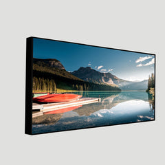 Tranquil Emerald Lake Canvas painting Serene Mountain Reflection Wall Art