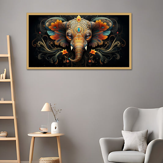 Majestic Elephant Mandala Canvas wall painting Vibrant Wall Art  Elegant Floating Frame Wall Paintings