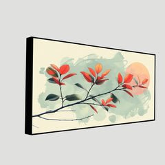 Autumn Breeze Minimalist Botanical Art With Warm Sunset Painting