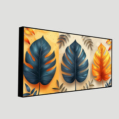 Multicolor Tropical Leaf Abstract Canvas Wall Painting