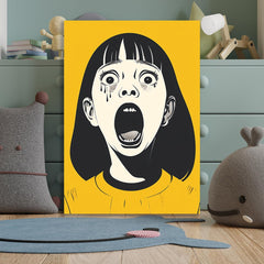 shouting girl bold pop art portrait with emotional impact canvas painting yellow Theme for Wall Decoration Elegant Little Girl Moder Art Stretched Wall Paintings