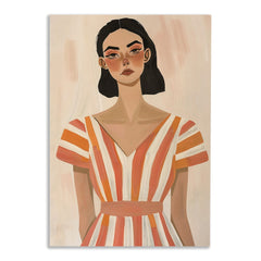 Modern Feminine Portrait Wall Art Minimalist Woman Illustration Canvas Painting