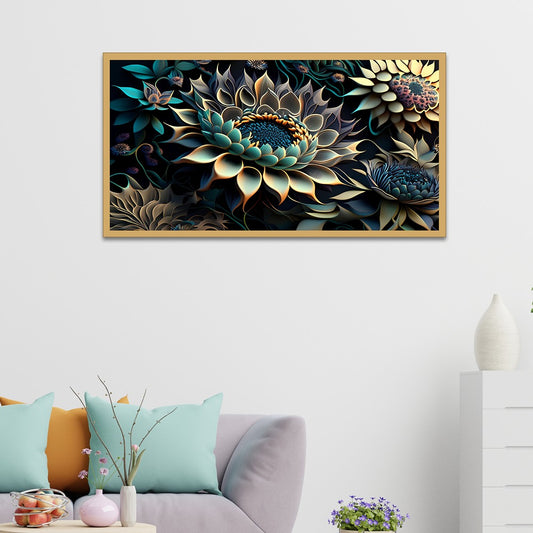 Beautiful 3D Multicolor Flower Canvas Wall Painting