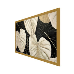 Abstract Illustration Plant Art Huge Leaves Black And Beige Canvas Wall Painting