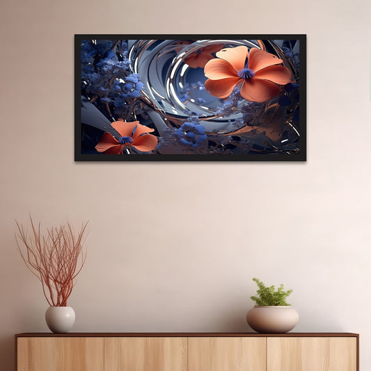 Blue and orange 3d bunch flower Canvas painting beautifull for Bedroom