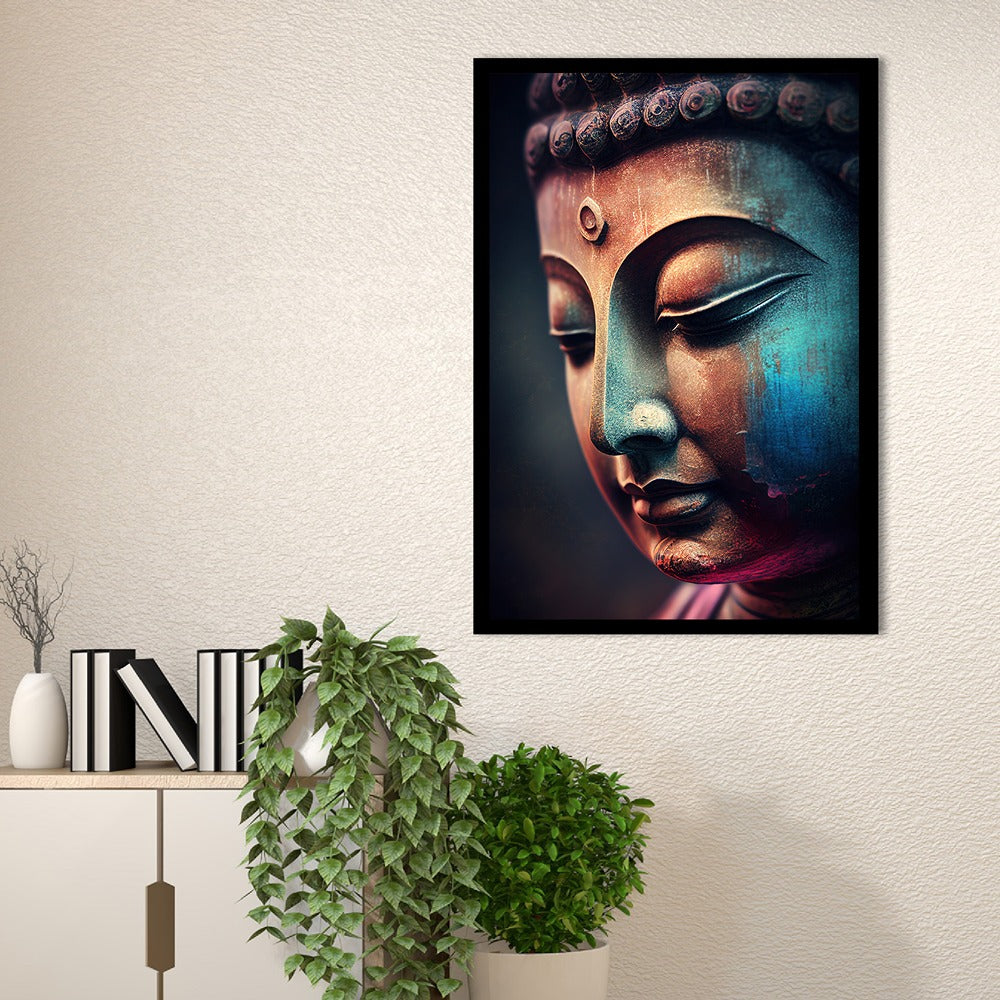 Spiritual and calm Buddha statue Face canvas painting  Office