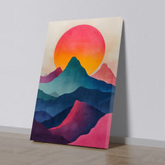 Canvas Painting Vibrant Sunrise Over Abstract Mountains Sunrise Dreams Canvas Art for Wall Decoration Elegant Little Girl Moder Art Stretched Wall Paintings