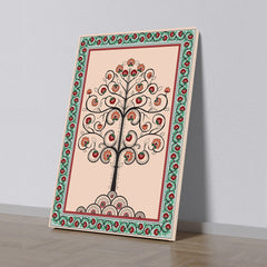 Traditional Floral Tree of Life Canvas Painting Vintage Boho Ethnic Wall Décor For Wall Decoration Elegant Modern Art Stretched Wall Paintings