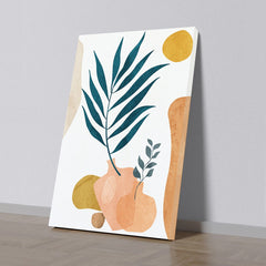 Dekorstaion Leaf & Vase Boho Canvas Painting Botanical Abstract Minimalist Wall Art for Wall Decoration Elegant Modern Art Stretched Wall Paintings