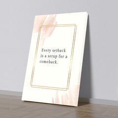Motivational Canvas Wall Painting Every Setback is a Setup for a Comeback' Quote Canvas Painting for Wall Decoration Elegant Modern Art Stretched Wall Paintings
