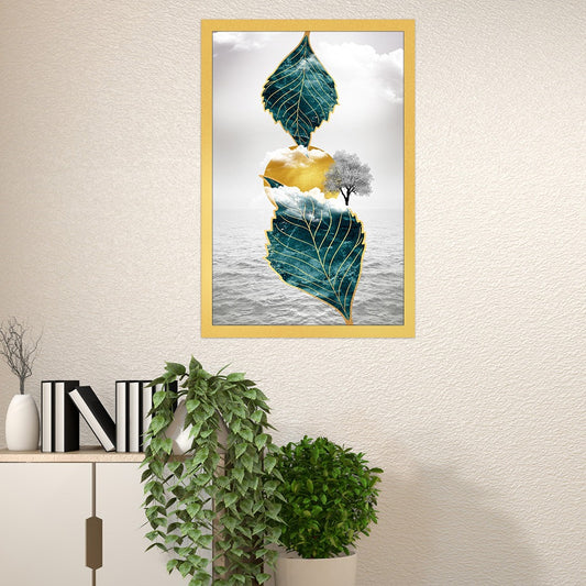 Leaves with Sun Canvas Wall Painting