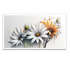 legant White and Orange Daisy Canvas Art for Modern Décor