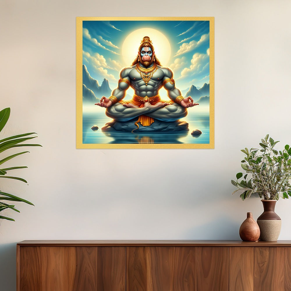 Meditating Lord Hanuman Ji Canvas Wall Painting