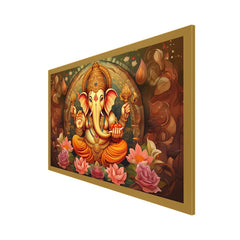 Divine Lord ganesh with lotus Canvas Wall Painting |Size:12x24 Inch