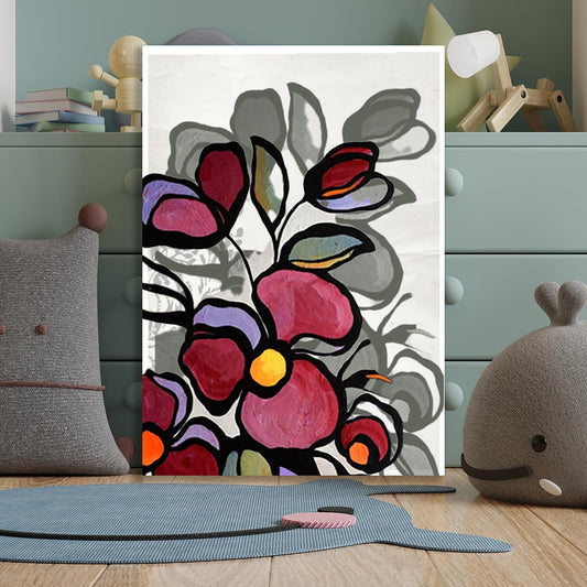 Vivid Abstract Floral Canvas Art Modern Botanical Wall Decor in Bold Colors for Wall Decoration Elegant Modern Art Stretched Wall Paintings