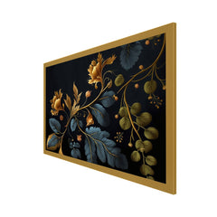 Seamless Pattern With Golden Floral Design Canvas Wall Painting