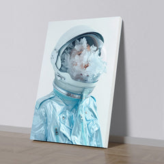 Frozen Cosmos Surreal Astronaut Ice Helmet Canvas Art Futuristic Space Wall Decor for Wall Decoration Elegant Modern Art Stretched Wall Paintings