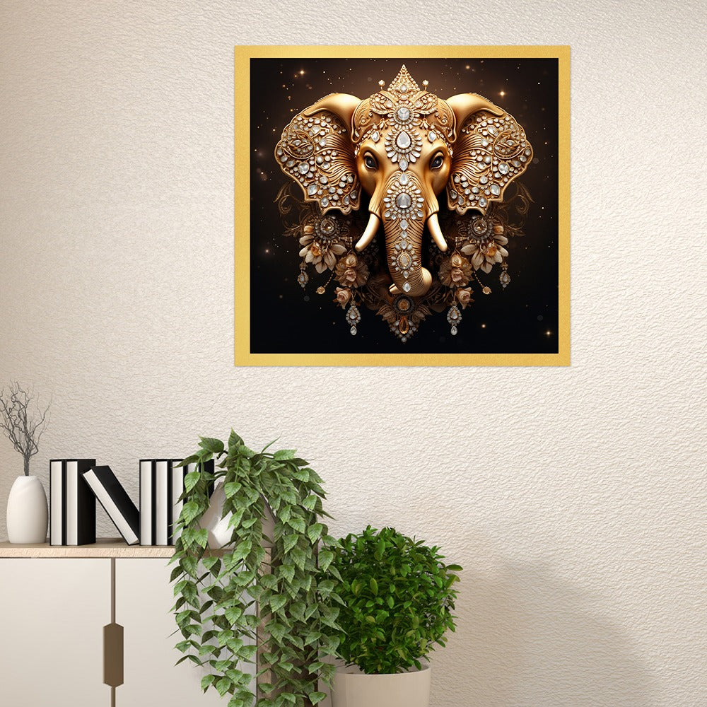 Majestic Golden ganesh ji Canvas wall painting Opulent Wall Art