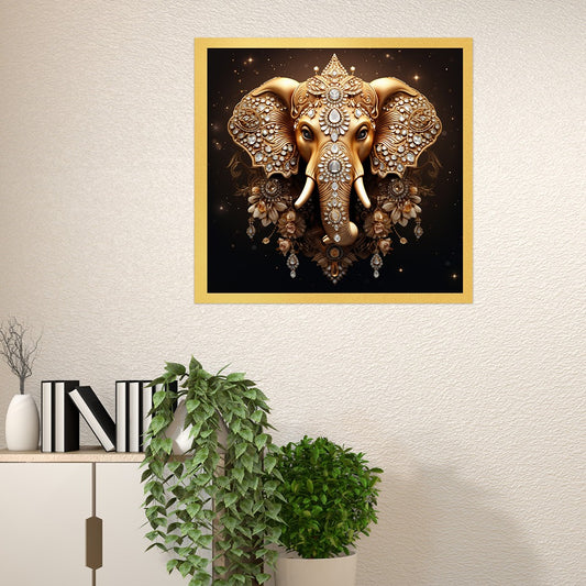 Majestic Golden ganesh ji Canvas wall painting Opulent Wall Art
