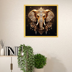 Majestic Golden ganesh ji Canvas wall painting Opulent Wall Art