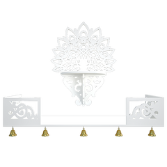 Beautiful Wall Hanging Wooden Temple/ Pooja Mandir Design with Shelf, White Color (DS010)
