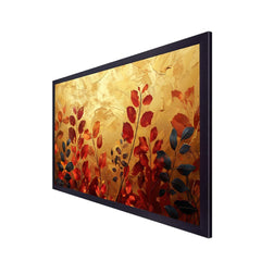 Multicolor Autumn Leaves On Golden Backgorund Canvas Wall Painting
