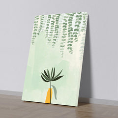 Minimalist Botanical Wall Art Green Leaf Plant in Vase Canvas Print for Modern Home & Office Décor for Wall Decoration Elegant Modern Art Stretched Wall Paintings