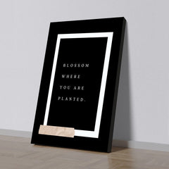Inspirational Canvas Wall Art Blossom Where You Are Planted Minimalist Black and White Canvas Paintings