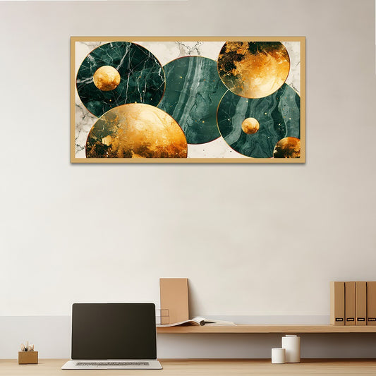 Circle With Yellow And Green Background Canvas Wall Painting