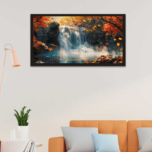 Autumn Cascade Bliss beautiful Waterfall nature Canvas wall painting  Decoration