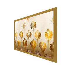 Golden Beautiful Leaves Modern art elegant Wall Painting